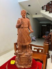 Tượng Danh Nhân -  Tượng Gỗ Trần Quốc Tuấn - Gỗ Tử Đàn Cao 70cm