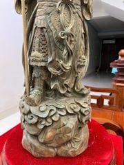 Tượng Phật - Quan Công Chống Dao Gỗ Trắc Xanh Cao 70cm