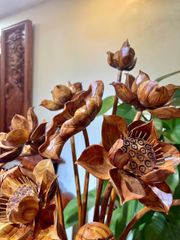 Bình Hoa Sen Gỗ - Gỗ Sưa - 15 Cành