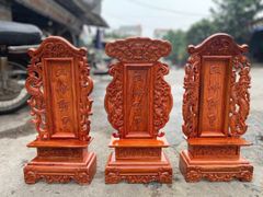 Bài Vị Cửu Huyền Thất Tổ - Gỗ hương Mẫu Đục Song Long Cao 50cm