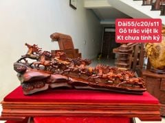 Tượng Linh Vật - Cầu Bát Mã Gỗ Trắc Việt Ngang 55cm