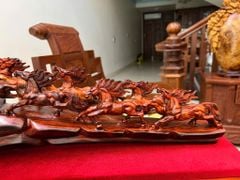 Tượng Linh Vật - Cầu Bát Mã Gỗ Trắc Việt Ngang 55cm