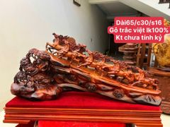 Tượng Linh Vật - Cầu Bát Mã Gỗ Trắc Đỏ Đen Dài 65cm