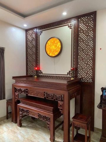 Vách Ngăn Phong Thờ Phúc Lộc Thọ - Gỗ Đục Truyện VN03