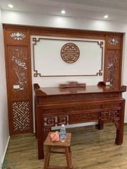 Vách Ngăn Phòng Thờ Chữ Phúc Hoa Sen - Gỗ Đục Truyện VN02