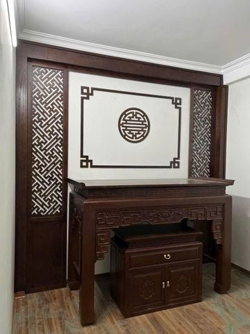 Vách Ngăn Phòng Thờ Chữ Phúc Hoa Sen - Gỗ Đục Truyện VN02