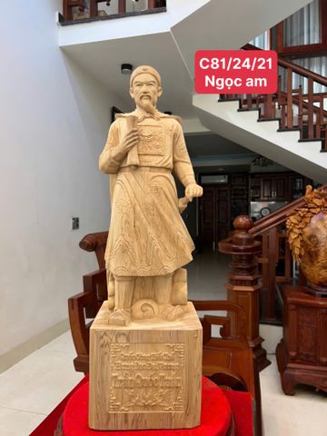 Tượng Danh Nhân -  Tượng Gỗ Trần Quốc Tuấn - Gỗ Ngọc Am Cao 81