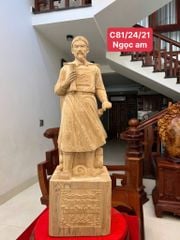 Tượng Danh Nhân -  Tượng Gỗ Trần Quốc Tuấn - Gỗ Ngọc Am Cao 81