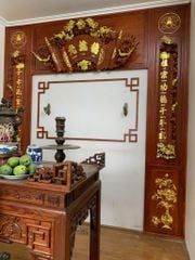 Vách Ngăn Phòng Thờ -  Gỗ Gõ Hương Đỏ, Hương Đá, Gõ Đỏ Tự Nhiên