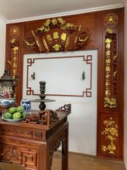 Vách Ngăn Phòng Thờ -  Gỗ Gõ Hương Đỏ, Hương Đá, Gõ Đỏ Tự Nhiên