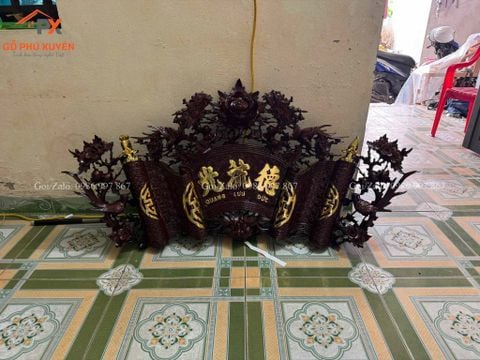 Tấm Cuốn Thư Gỗ Gụ Lào- Kích Thước Ngang 117cm, Cao 50cm