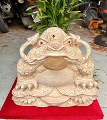Tượng Cóc Thiềm Thừ Gỗ Ngọc Am Kích Thước Cao 32cm, Sâu 31cm, Ngang 38cm