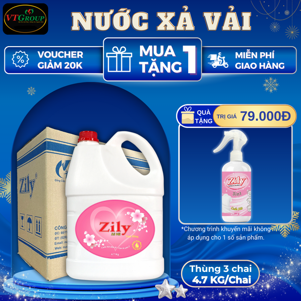 Nuoc xa vai Zily chai 4.7kg thung 3 chai