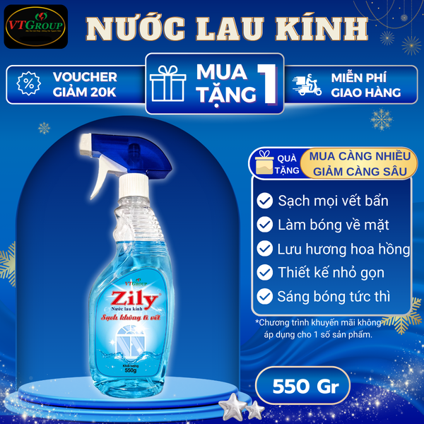 Nuoc lau kinh Zily 550g huong hoa hong