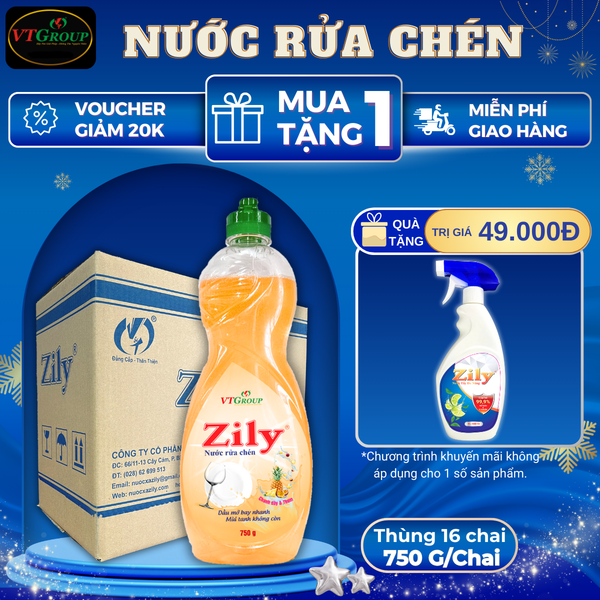 Nuoc rua chen Zily chai 750g thung 16 chai