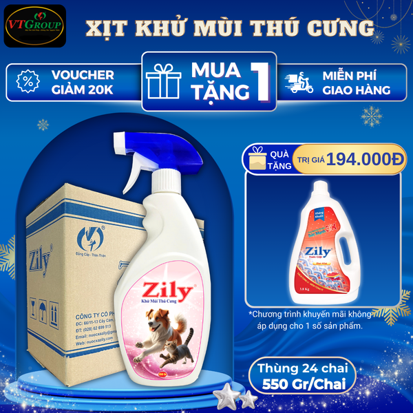 Xit khu mui thu cung Zily chai 550 thung 24 chai