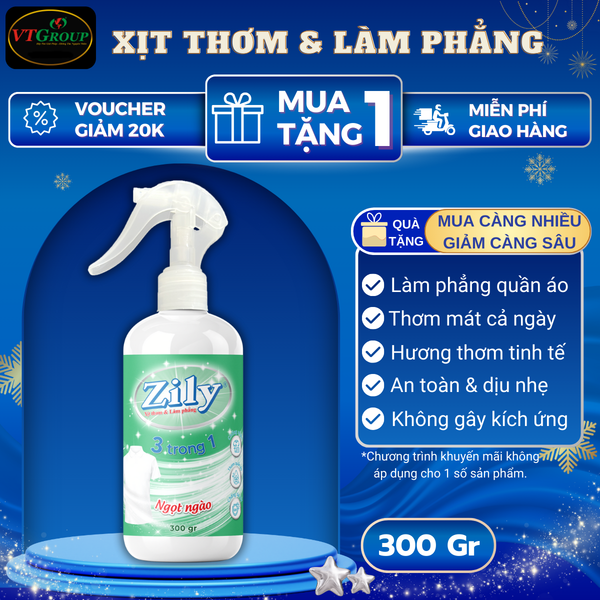 Xit thom va lam phang quan ao Zily chai 300g