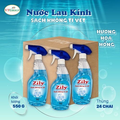 Nuoc lau kinh Zily 550g thung 24 chai huong hoa hong