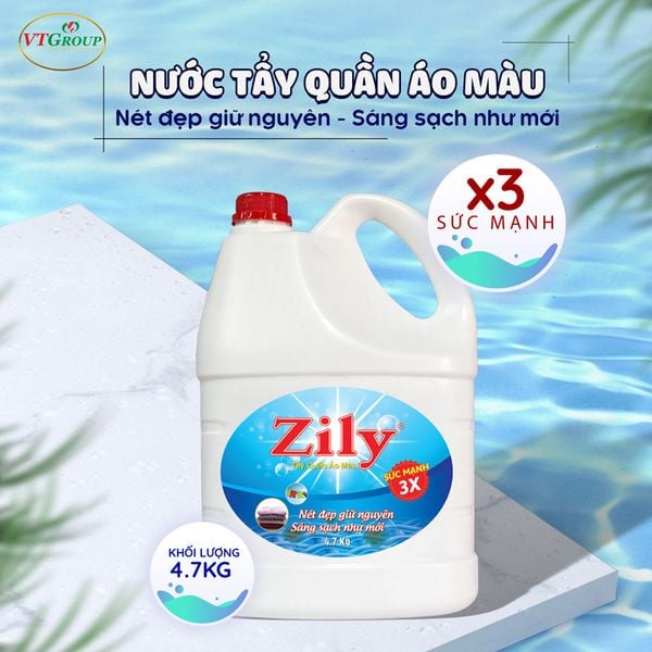Nuoc tay quan ao mau Zily chai 4.7kg