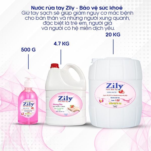 Nuoc rua tay Zily chai 4.7Kg thung 3 chai