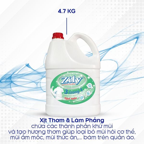 Xit thom va lam phang quan ao Zily chai 4.7kg thung 3 chai