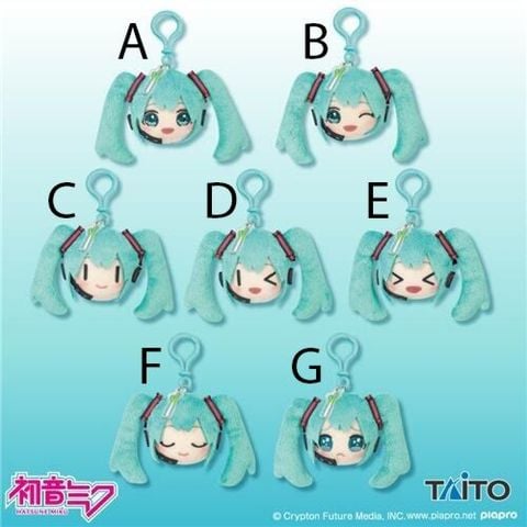 Nhồi bông Hatsune Miku Taito Prize Item Face Plush Mascot with Charm