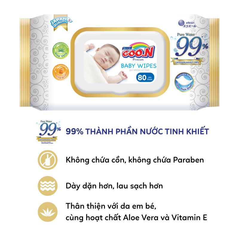  KHĂN GIẤY ƯỚT GOO.N PREMIUM BABY 80 MIẾNG 