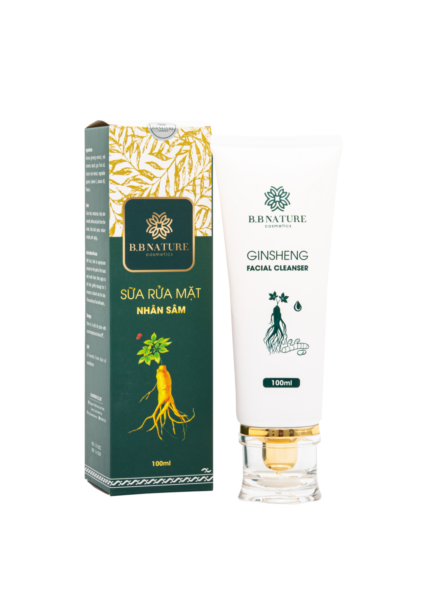  NEW! Sữa rửa mặt Nhân sâm B.B Nature - Ginsheng Facial Cleanser 