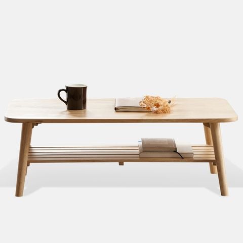  TT002 - BÀN TRÀ GỖ CAO SU 2 TẦNG KIỂU NHẬT 