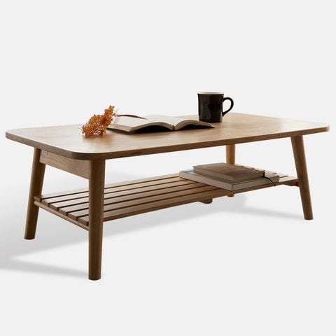  TT002 - BÀN TRÀ GỖ CAO SU 2 TẦNG KIỂU NHẬT 