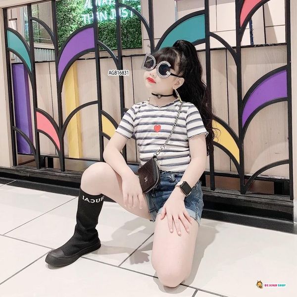 Áo sọc trái tim dễ thương cho bé gái AGB16830