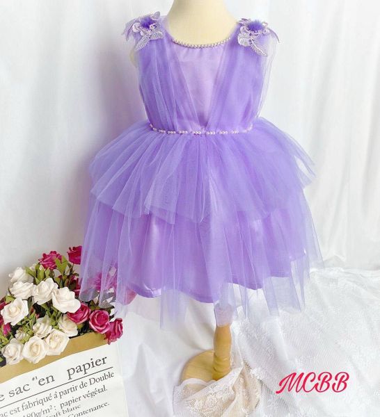 Đầm công chúa HOA KẾT HẠT xếp ly ngực dễ thương cho bé gái DGB292219