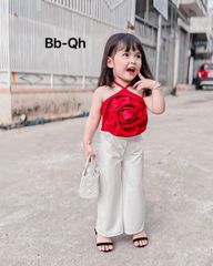 Set áo hoa nổi quần ống suông dễ thương cho bé gái BGB123208