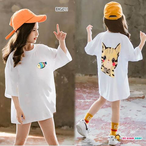 [XẢ KHO] Đầm form rộng in Mèo Cá BXG011