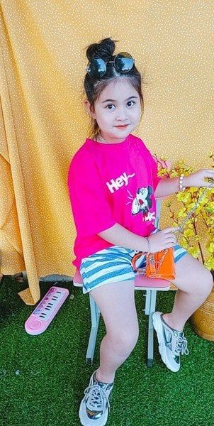 Bộ đùi quần sọc áo thun hình dễ thương cho bé gái BXG056