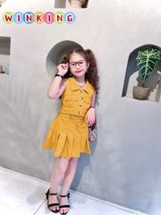 [XẢ KHO] Set váy cotton lạnh sát nách dễ thương cho bé gái đi chơi BGB123249
