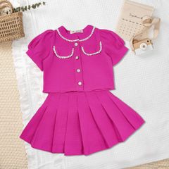 [XẢ KHO] Set đính cườm phối chân váy xếp ly  dễ thương cho bé gái đi chơi BGB123251