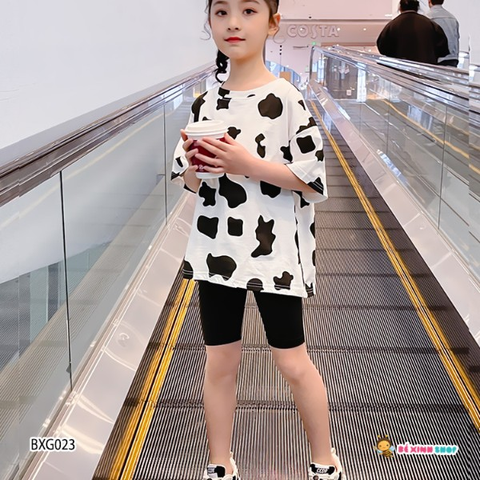 [XẢ KHO] Bộ quần áo bé gái Bò Sữa quần legging BXG024