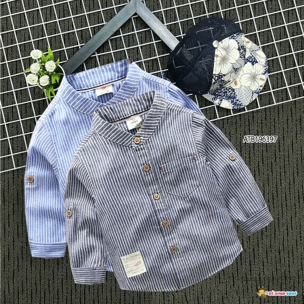 [XẢ KHO] Áo sơ mi sọc tay nút cho bé trai ATB196397
