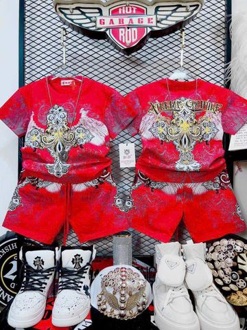 [XẢ KHO] Bộ thun in nhũ HOA VĂN cực ngầu cho bé trai BTB28168