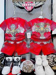 [XẢ KHO] Bộ thun in nhũ HOA VĂN cực ngầu cho bé trai BTB28168