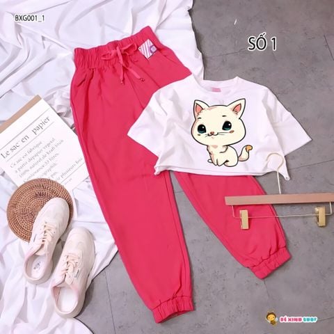 Set áo croptop quần jogger thể thao cho bé gái đi chơi BXG001