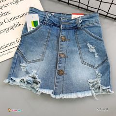 [XẢ KHO] Quần váy jeans đóng nút wash rách XANH  QGB16797