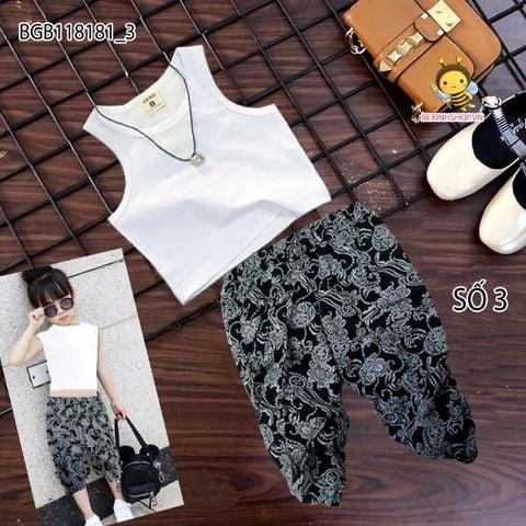 [XẢ KHO] Set áo croptop quần tole alibaba họa tiết dễ thương cho bé gái BGB118181