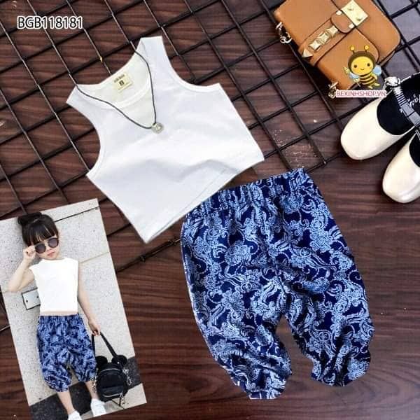 [XẢ KHO] Set áo croptop quần tole alibaba họa tiết dễ thương cho bé gái BGB118181
