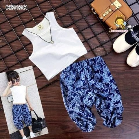 [XẢ KHO] Set áo croptop quần tole alibaba họa tiết dễ thương cho bé gái BGB118181