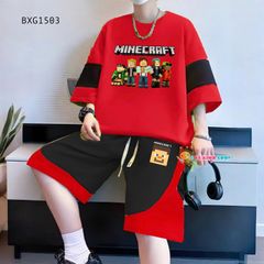 Bộ thun phối màu MineCraft dễ thương cho bé trai BXG1501