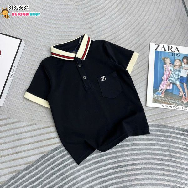 Áo thun cổ bẻ thêu GC dễ thương cho bé trai BTB28634