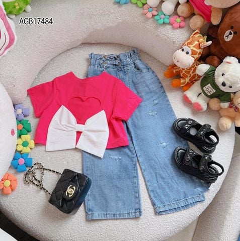 Áo croptop nơ sau dễ thương cho bé gái phối đồ AGB17483