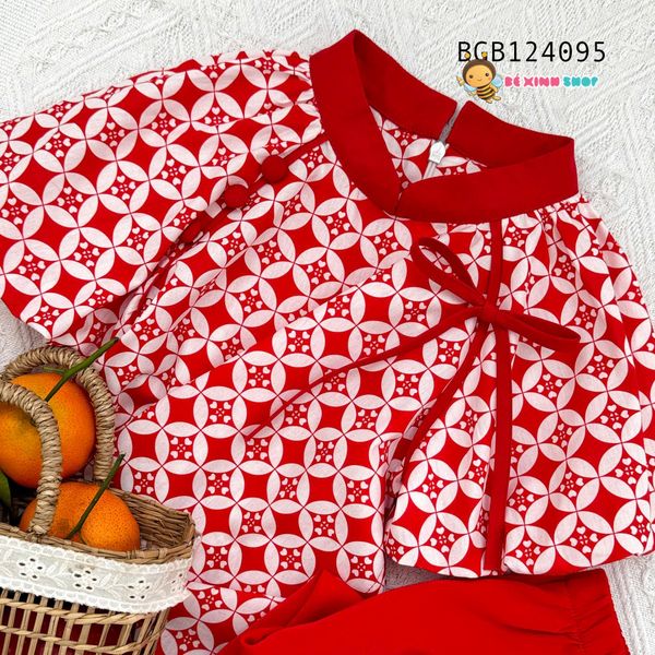 Set áo dài Azuri kết nơ dễ thương cho bé gái BGB124095